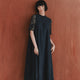 kaene パイピングレースAラインドレス / 100789 結婚式用ドレス navy | モデル身長161cm　着用サイズFREE ※navy着用