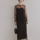 kaene　フロッキーベロア2wayドレス / 100981 darkbrown| モデル身長162cm 着用サイズ36