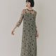 kaene フロッキーサテン2wayドレス / 101066 結婚式用ドレス khaki|モデル身長161cm　着用サイズS(36)