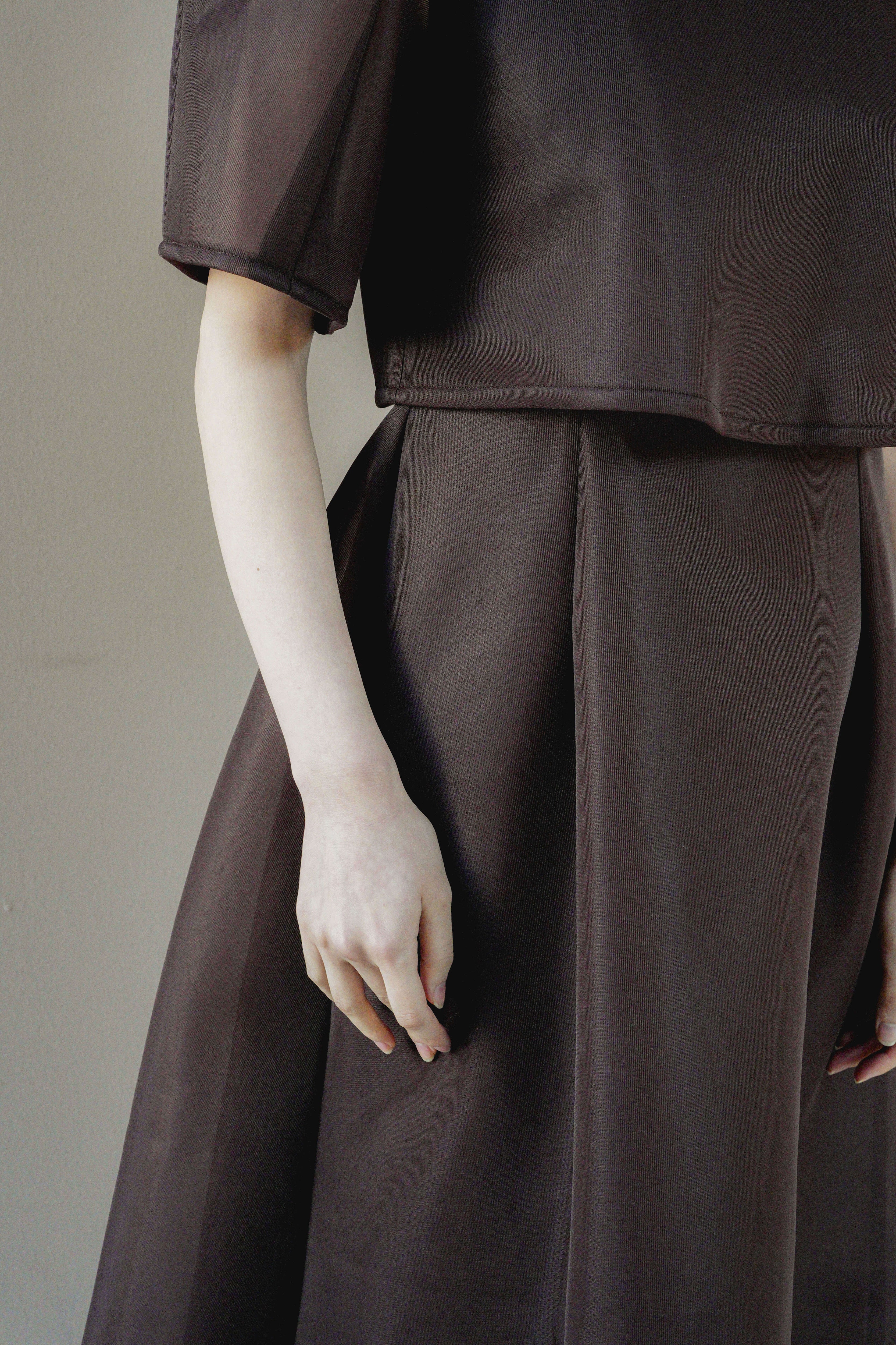 kaene シアーダンボールニットドレス / 101133 結婚式用ドレス brown