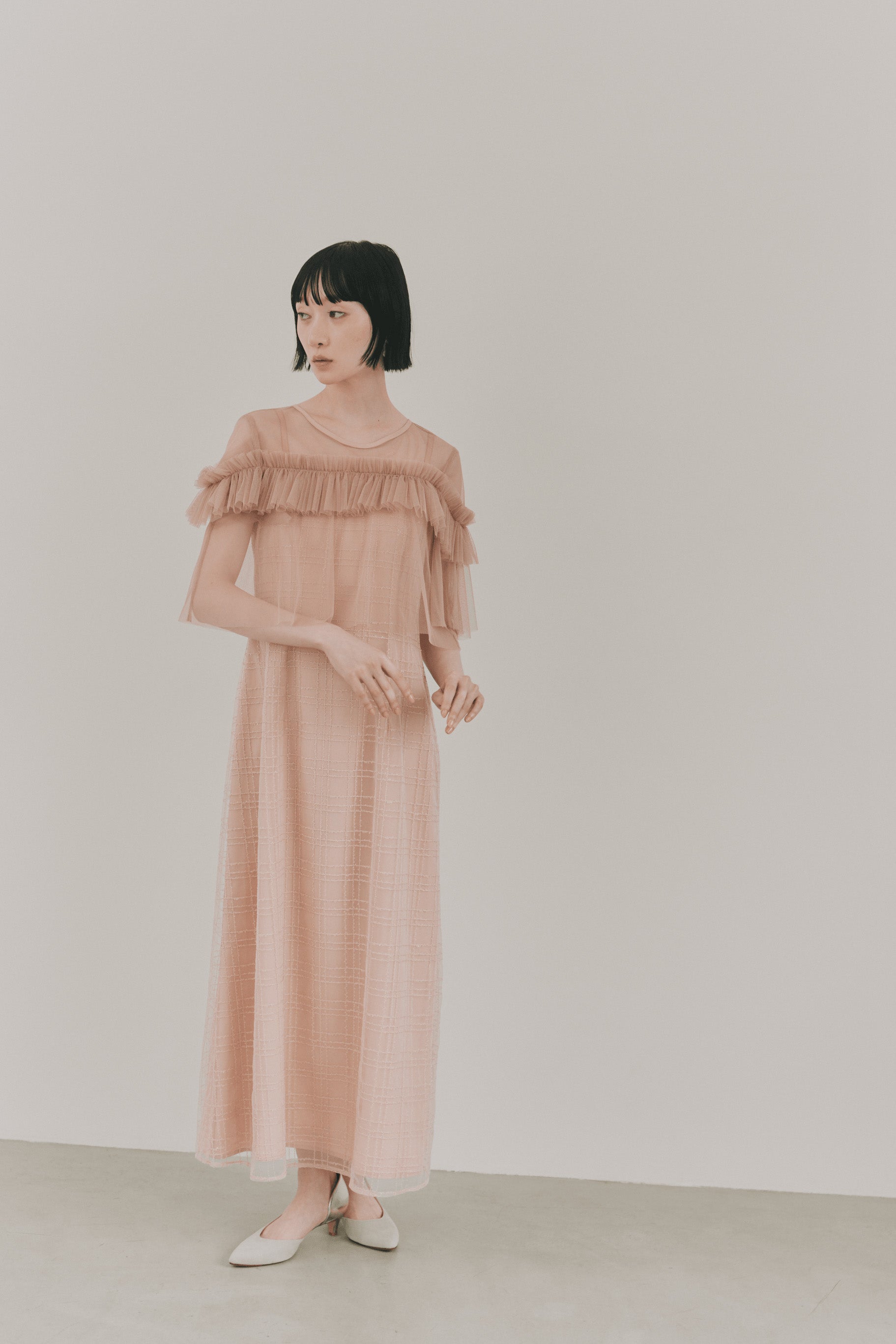 OKIRAKU チュールドレス フラワーレース ベアトップ チュールドレス（W313）