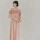 kaene フリルチュールドッキングドレス / 101135 結婚式用ドレス salmonpink | モデル身長161cm 着用サイズS(36)
