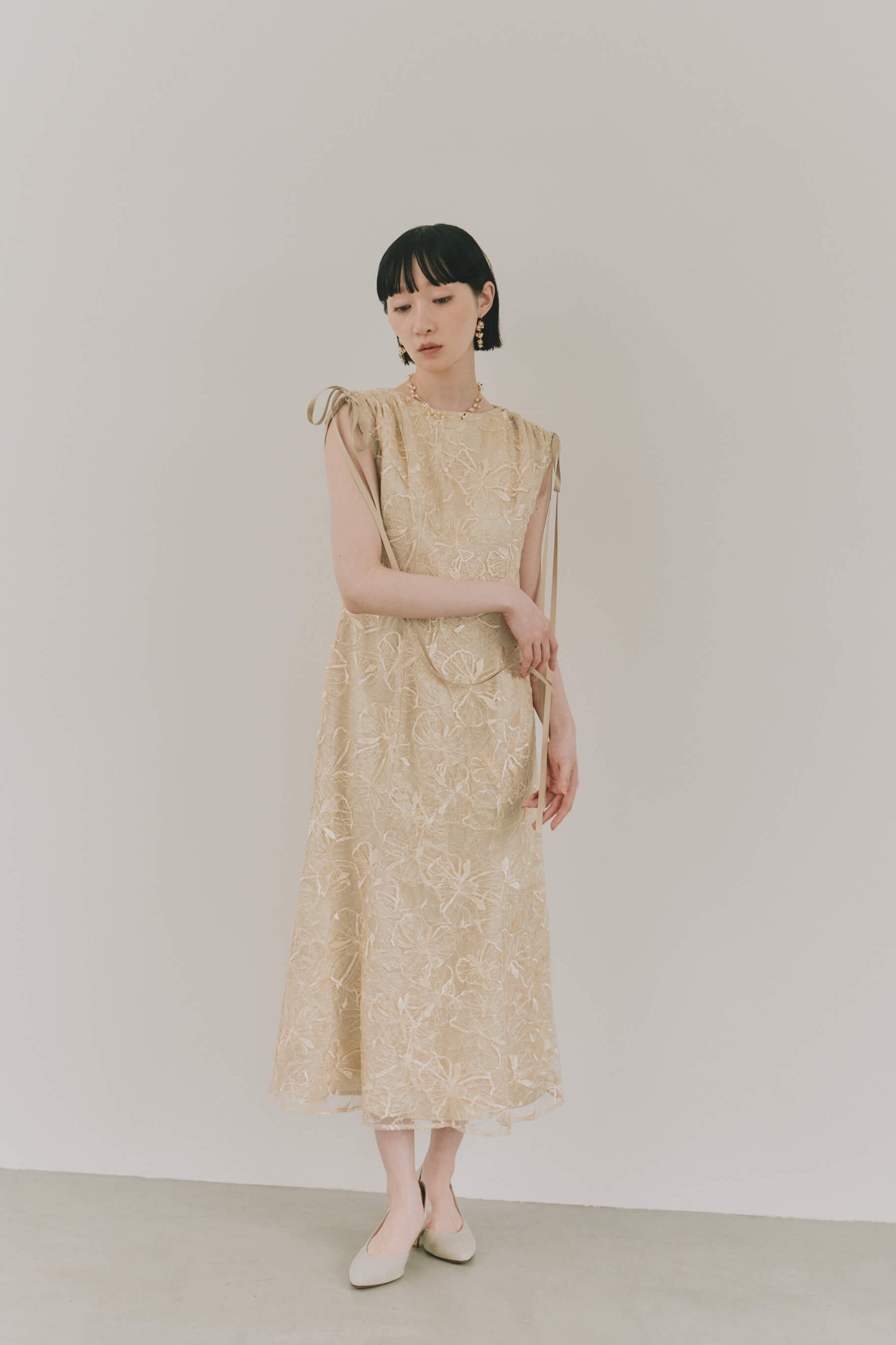 kaene エンボスフラワーリボンドレス / 101164 結婚式パーティー