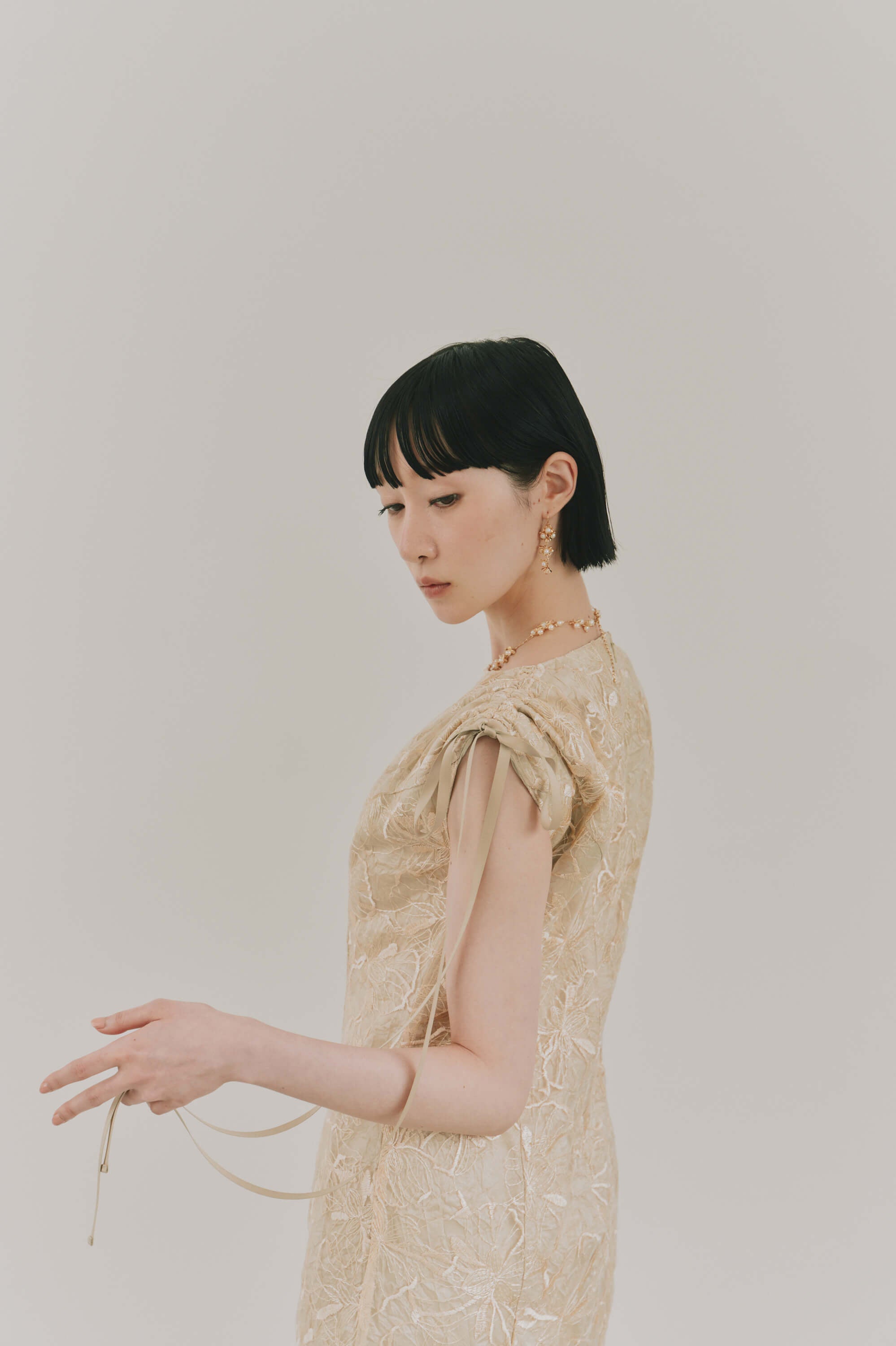 kaene エンボスフラワーリボンドレス / 101164 結婚式パーティー