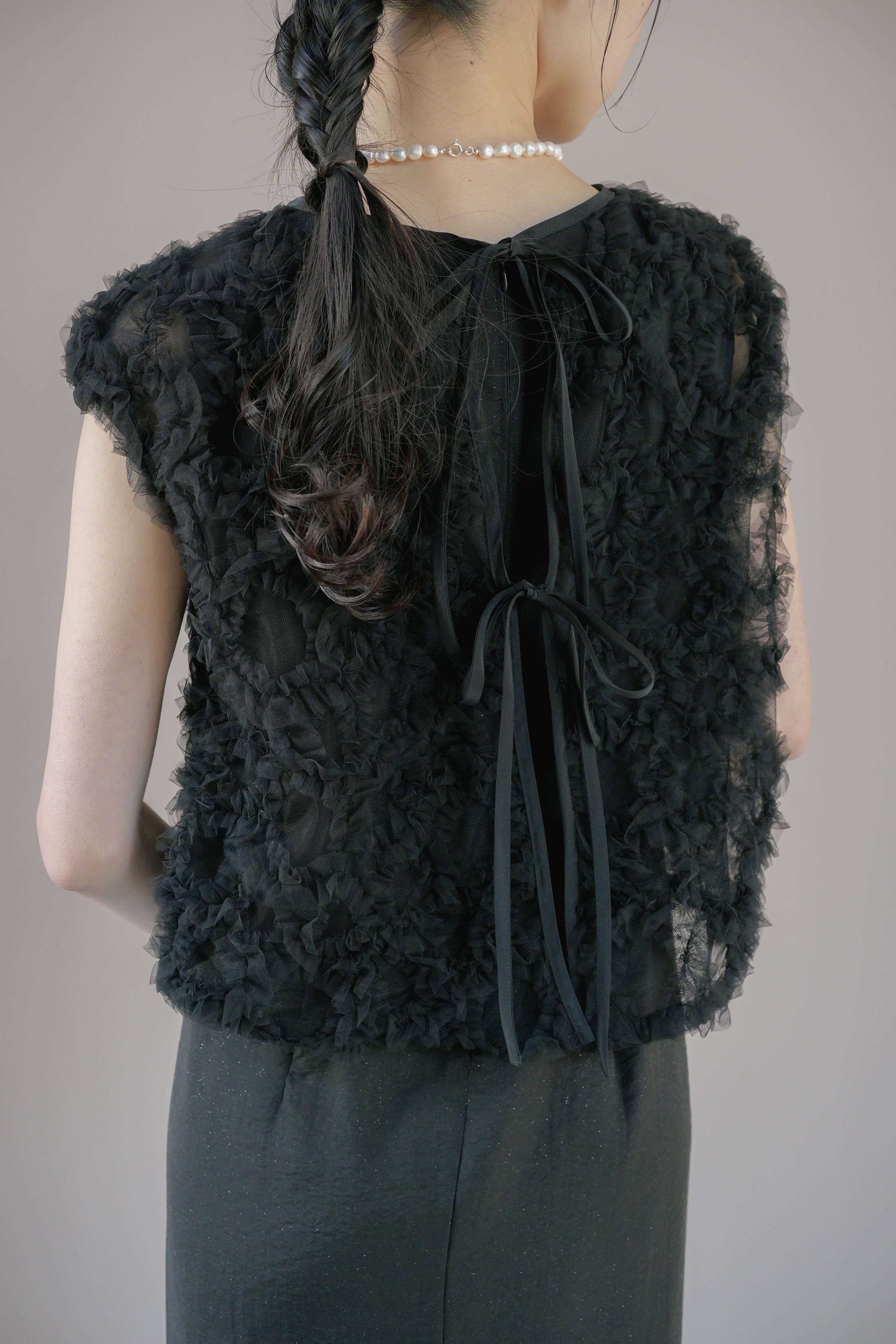kaene  フラッフィーフラワーコンビドレス / 101173 結婚式用ドレス black