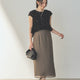 kaene  フラッフィーフラワーコンビドレス / 101173 | モデル身長160cm　着用サイズS(36)  ※black*gray着用