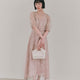 kaene  ラインフラワーランダムヘムドレス / 101189 結婚式用ドレス pink | モデル身長161cm　着用サイズM(38) 
