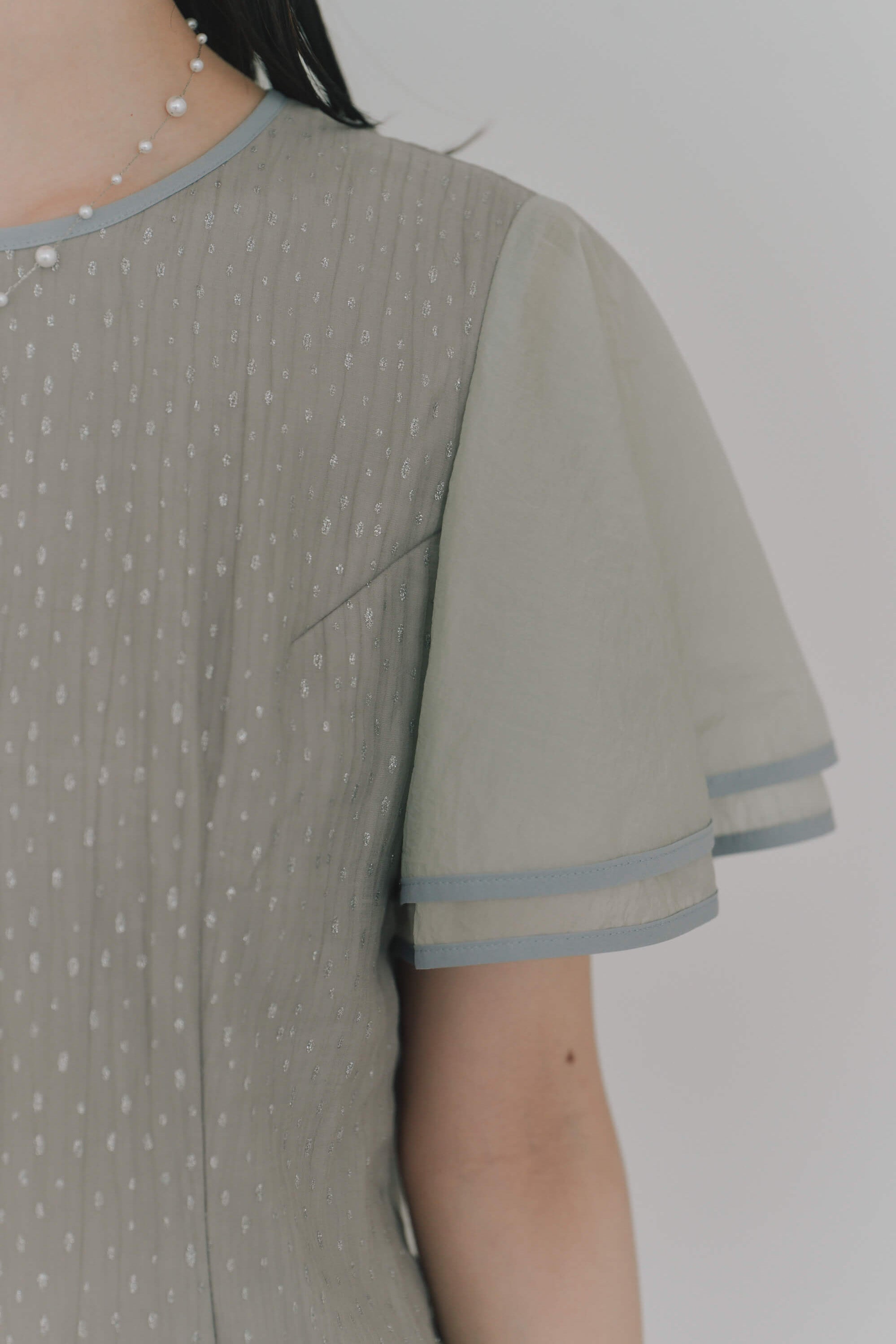 kaene パイピングスリーブラメドビードレス / 101192 結婚式用ドレス mintgray| 