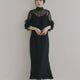 kaene  ボウタイ3wayレイヤードドレス / 101203 結婚式用ゲストドレス black | モデル身長162cm　着用サイズM(38)  