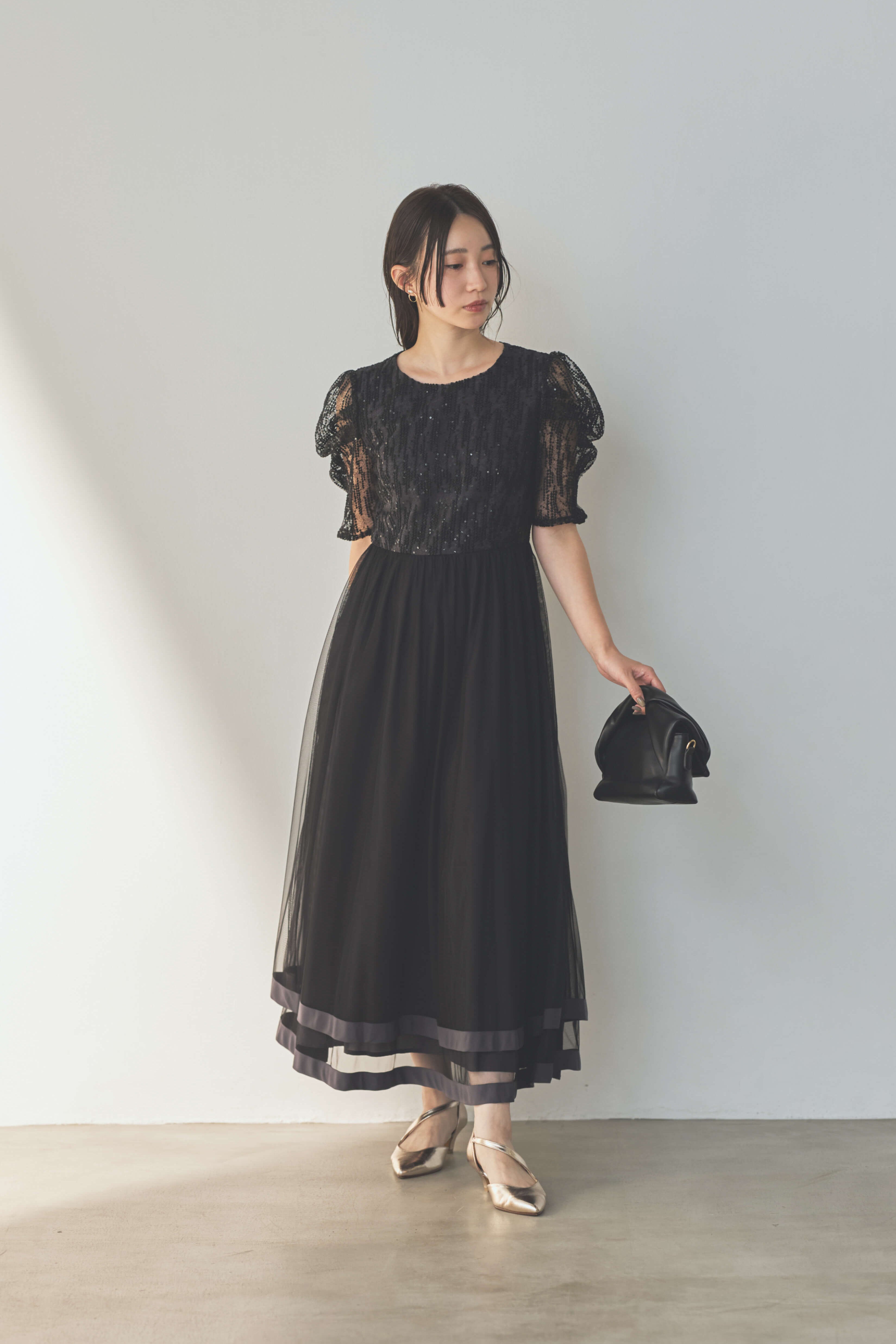 Kaene ブラックレース Aラインパーティードレス kaene公式｜オケージョンドレス・お呼ばれドレス