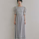 kaene  スパンコールラインチュールドレス / 101218 結婚式用ゲストドレス bluegray | モデル身長162cm　着用サイズS(36)  