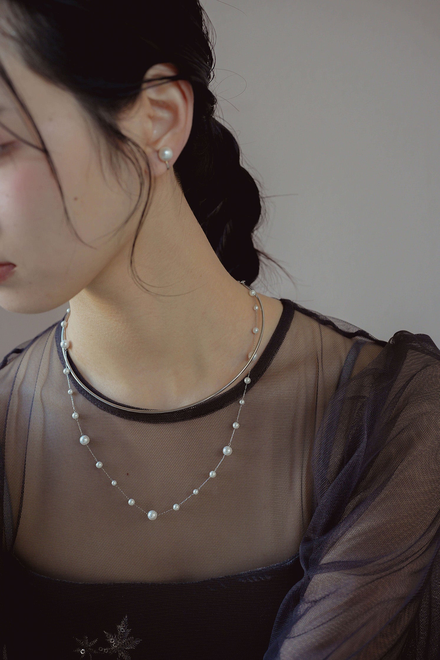 kaene ドロップレットパールチョーカー / 032003 結婚式用アクセサリー silver