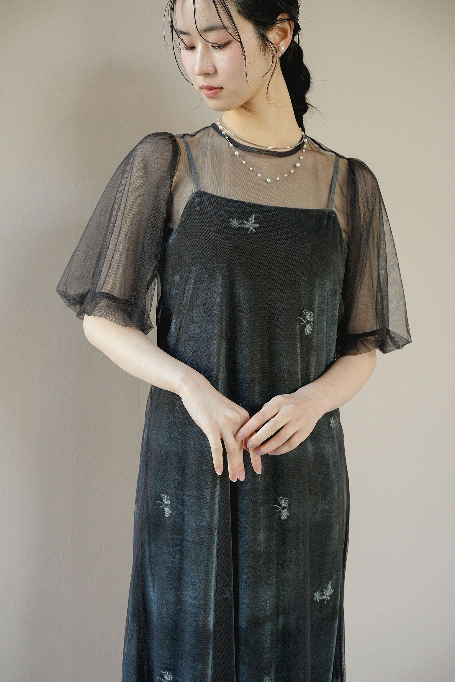 kaene ドロップレットパールチョーカー / 032003 結婚式用アクセサリー silver