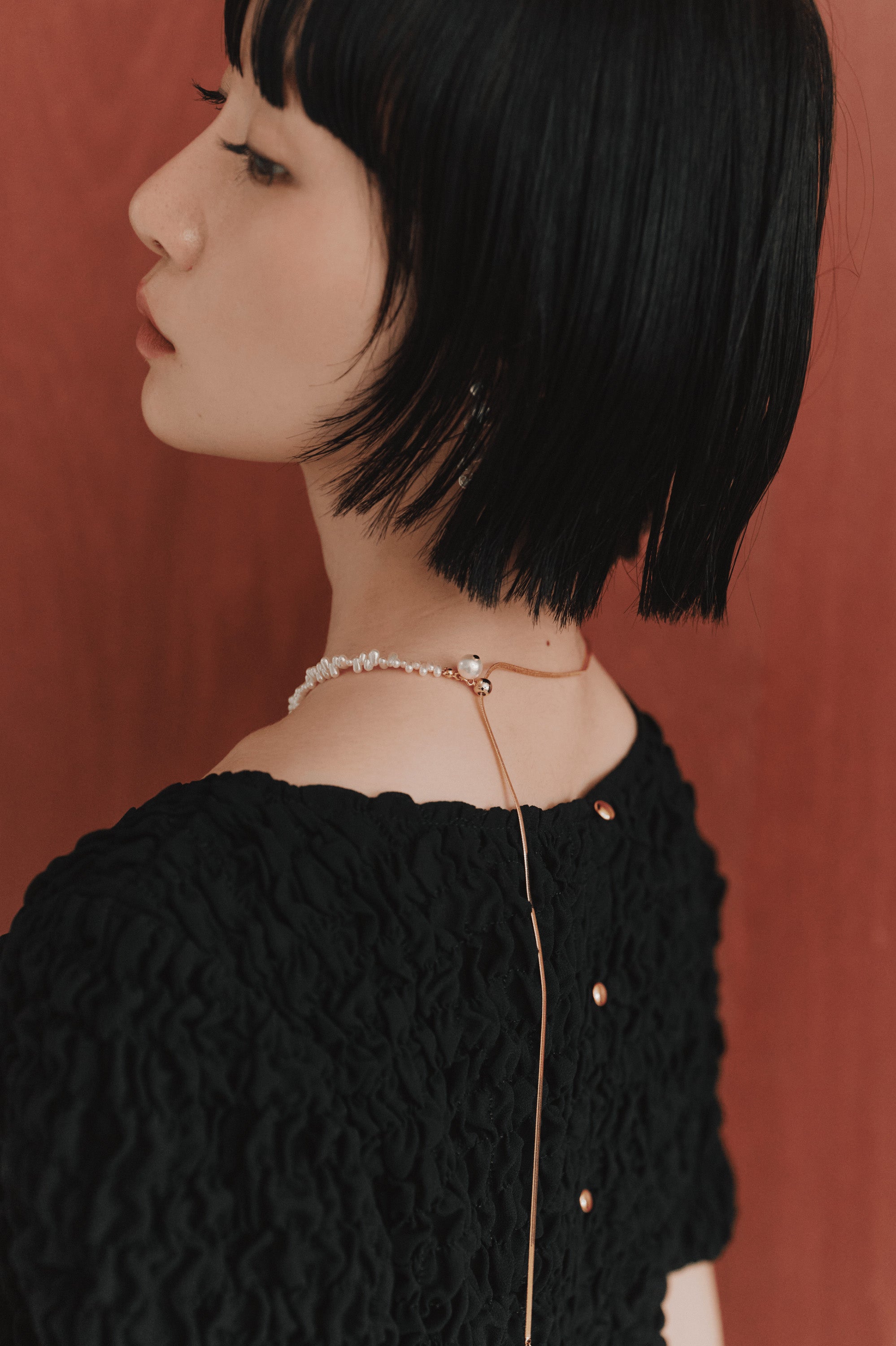 kaene　 ウェーブラインパールネックレス / 032021　結婚式用ネックレス | gold