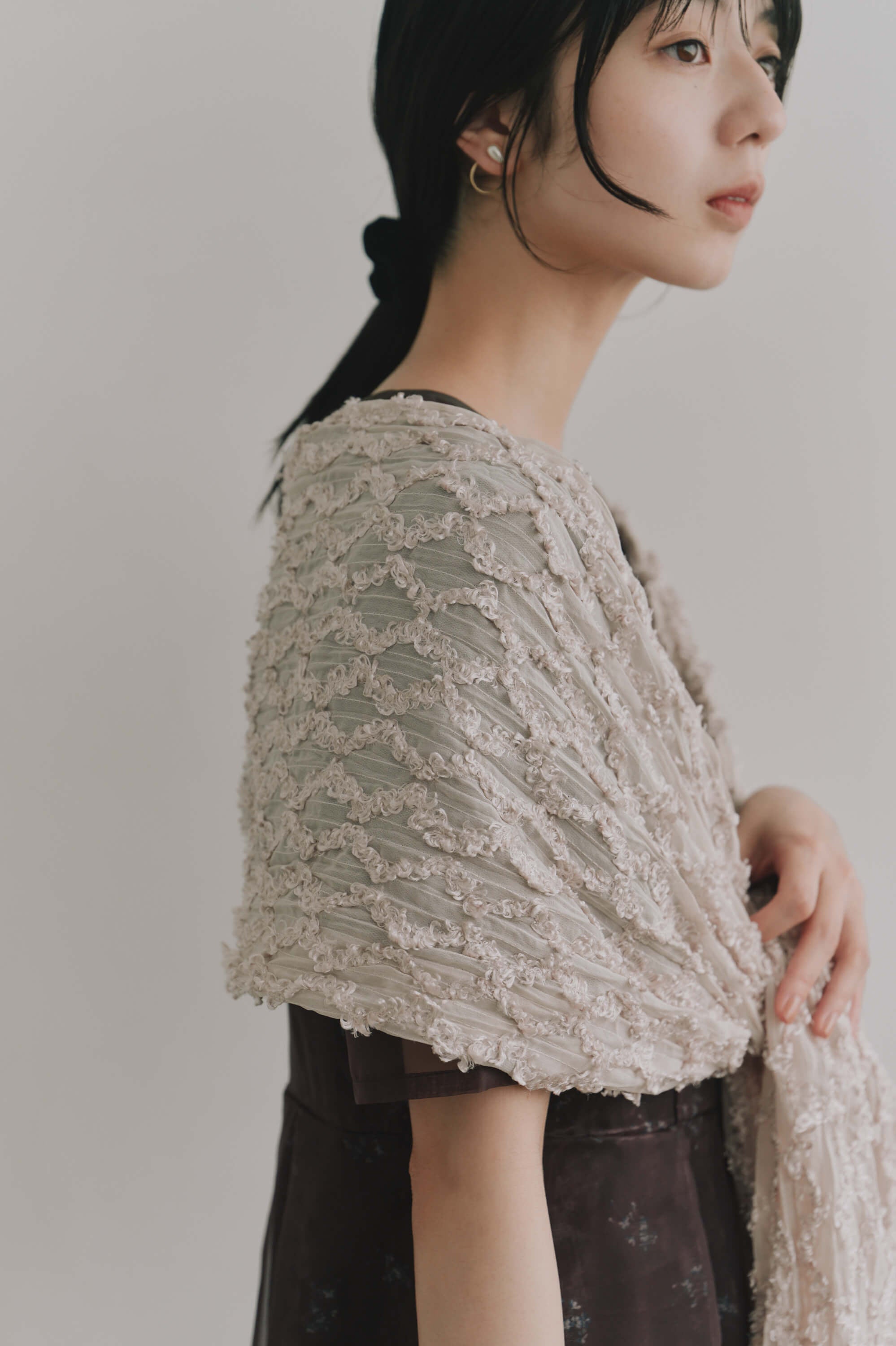 kaene  モールレースチュールショール / 003111 結婚式用ショール 羽織 beige | 