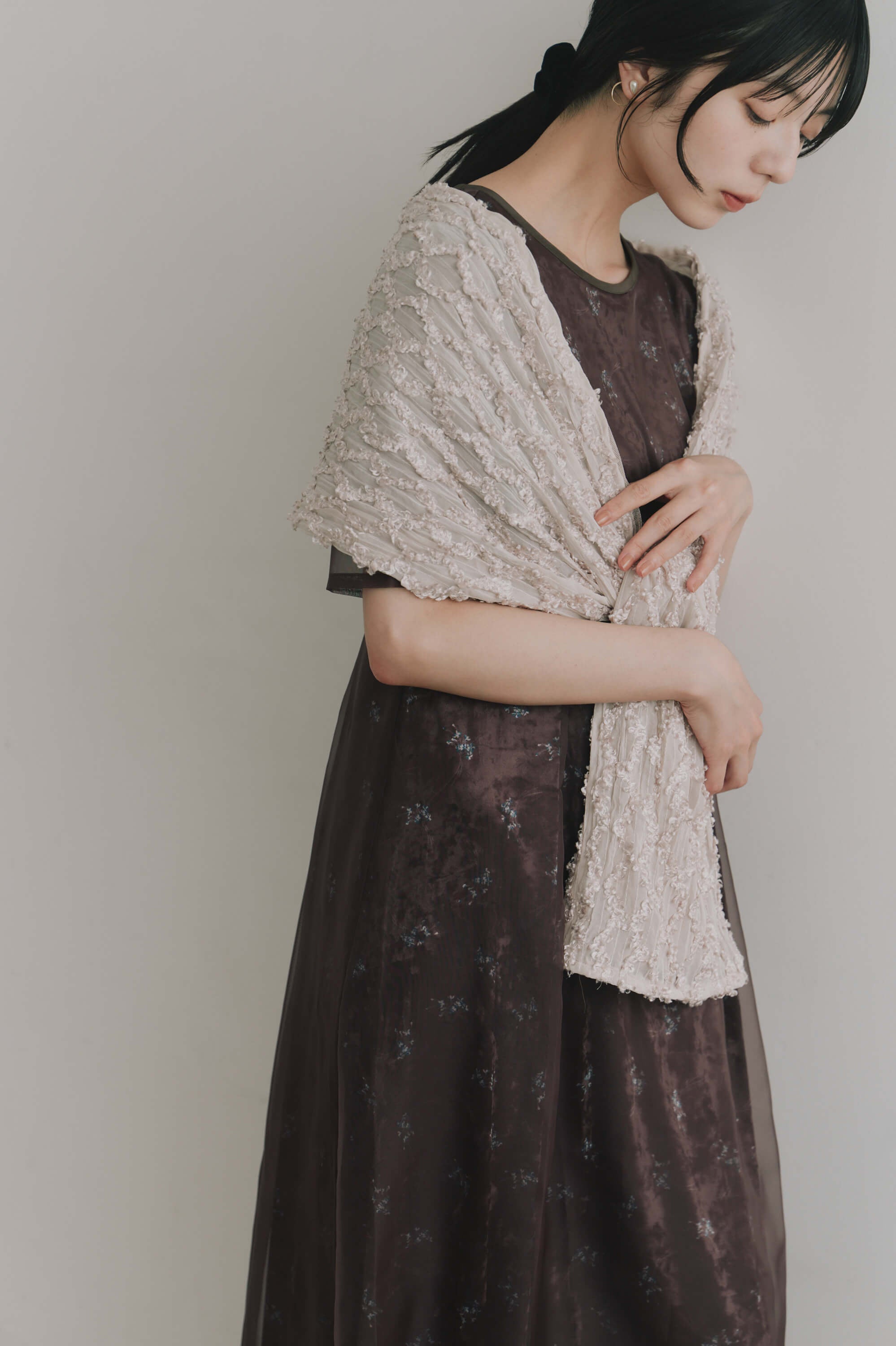 kaene  モールレースチュールショール / 003111 結婚式用ショール 羽織 beige | 