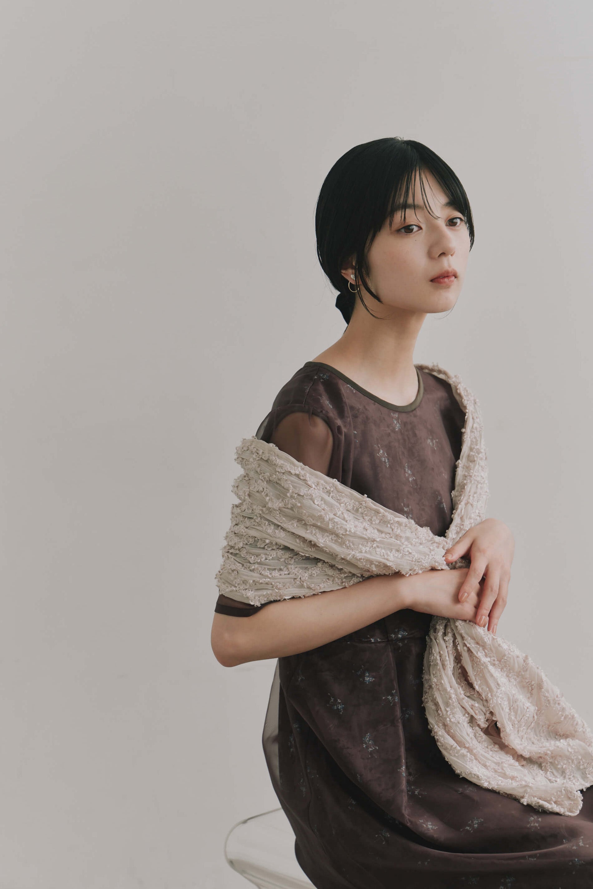 kaene  モールレースチュールショール / 003111 結婚式用ショール 羽織 beige | 
