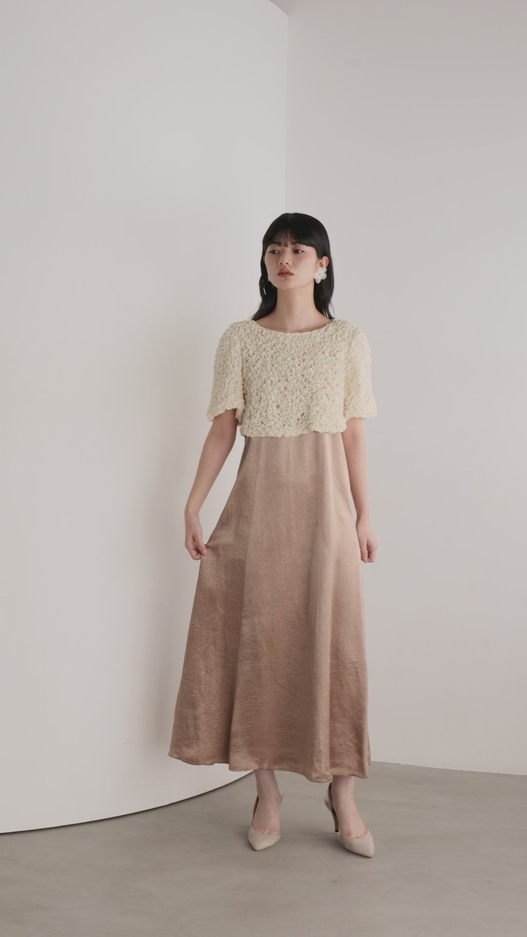 kaene シャーリングシフォンブラウスセットドレス 101129 結婚式