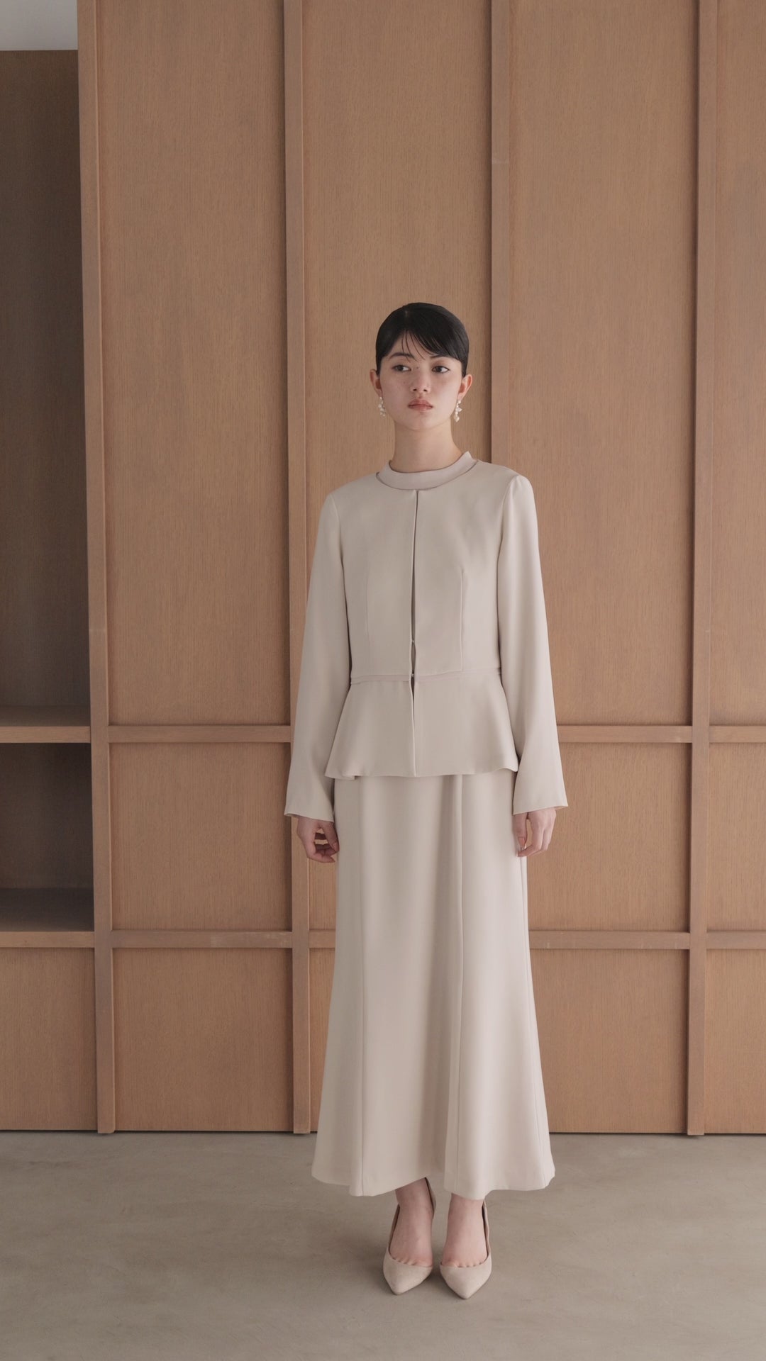 【未使用品】PICONE シフォンブラウス風ジャケット アイボリー サイズ38 kaene シフォンパイピングジャケット / 005368 ブラックフォーマル