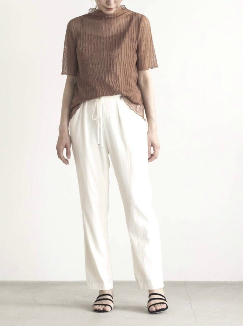 kaene ウエストデザインクロップドパンツ（silver） / 008212